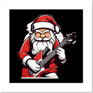 Santa Claus Music Guitar Posters and Art